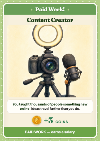 Content creator game card